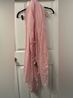 Parfois Light Blush Cotton Scarf with Tassels